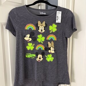 Disney Heather Gray Kids T-Shirt with Mickey, Minnie, and Shamrocks